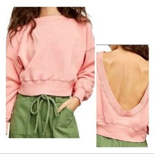 FREE PEOPLE PEACH TAKE ME BACK PULLOVER SWEATSHIRT TOP SZ xS 22"
